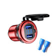 Aluminum Alloy Double QC3.0 Fast Charge With Button Switch Car USB Charger Waterproof Car Charger Specification: Red Shell Blue Light With Terminal - DIY Modified Charger by PMC TechLife | Online Shopping South Africa | PMC TechLife