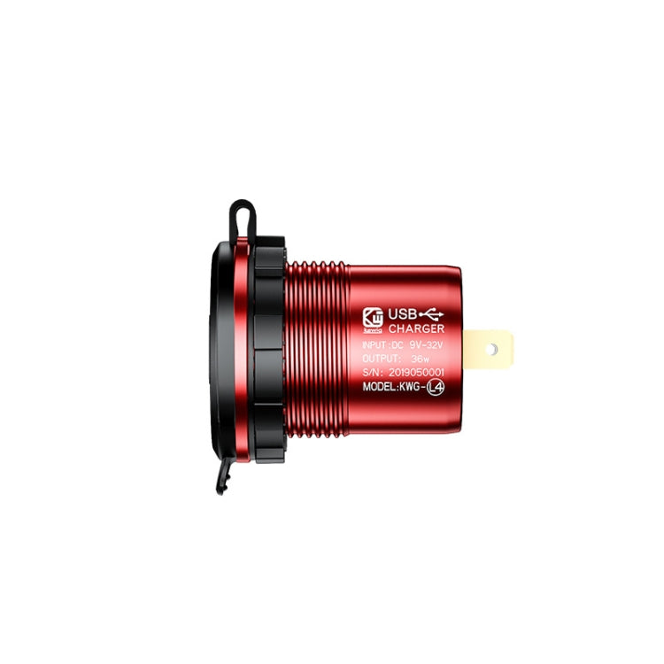 Aluminum Alloy Double QC3.0 Fast Charge With Button Switch Car USB Charger Water-resistant Car Charger Specification: Black Shell Blue Light With 60cm Line