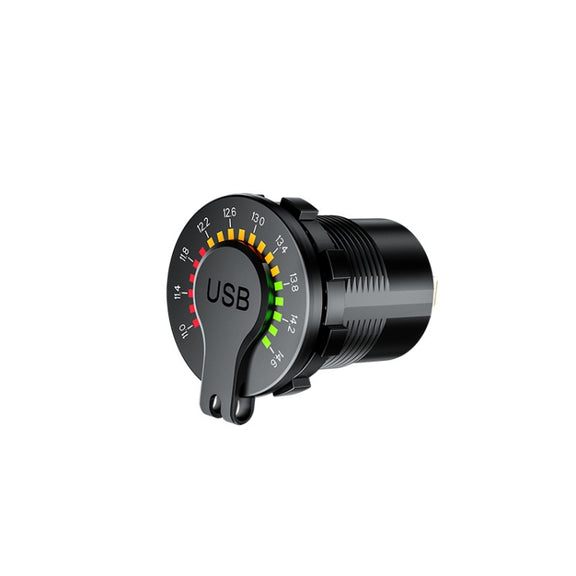 Car Motorcycle Ship Modified With Colorful Screen Display USB Dual QC3.0 Fast Charge Car Charger, Model: P20-C With Terminal