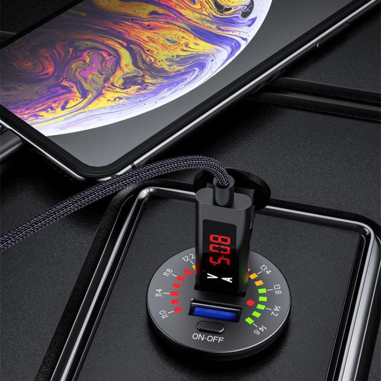 Car Motorcycle Ship Modified With Colorful Screen Display USB Dual QC3.0 Fast Charge Car Charger, Model: P20-C With Terminal