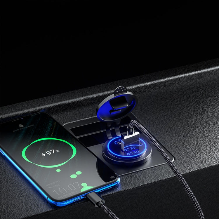 Car Motorcycle Ship Modified USB Charger Water-resistant PD + QC3.0 Fast Charge, Model: Red Light With Terminal