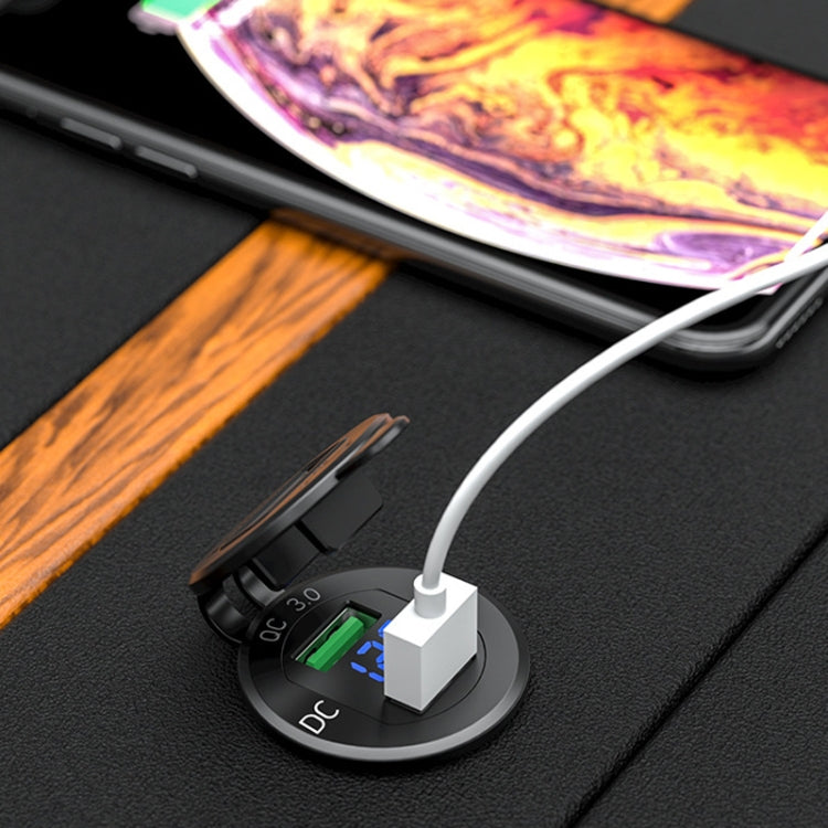 Car Motorcycle Modified USB Charger QC3.0 Metal Water-resistant Fast Charge(Red Shell Red Light)