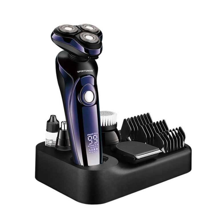 Sportsman SM-530 Electric Men Shaving Knife Multi-Function Base Charging Digital Water Washing Razor, Specification: US Plug(Purple)