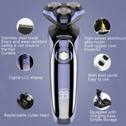 Sportsman SM-530 Electric Men Shaving Knife Multi-Function Base Charging Digital Water Washing Razor, Specification: US Plug(Purple)