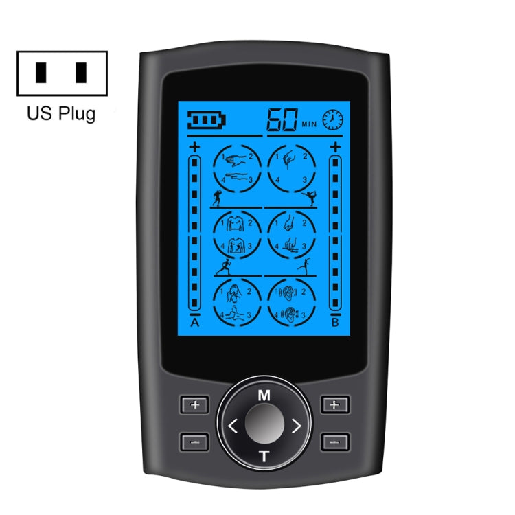 24-Mode Digital Electronic Pulse Massager Intelligent Whole Body Physical Therapy Meridian Massager, Specification: US Plug(Black)