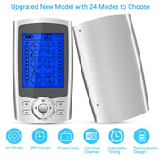 24-Mode Digital Electronic Pulse Massager Intelligent Whole Body Physical Therapy Meridian Massager, Specification: AU Plug( Silver)