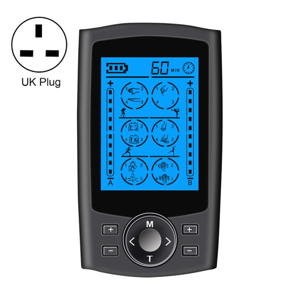 24-Mode Digital Electronic Pulse Massager Intelligent Whole Body Physical Therapy Meridian Massager, Specification: UK Plug(Black)