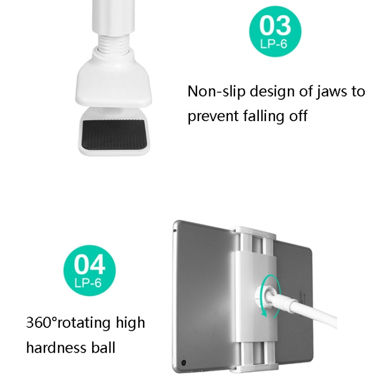 LP-6 Tablet Mobile Phone Lazy Bracket Detachable Bed Bracket, Style: Two-stage (Titanium Gray)