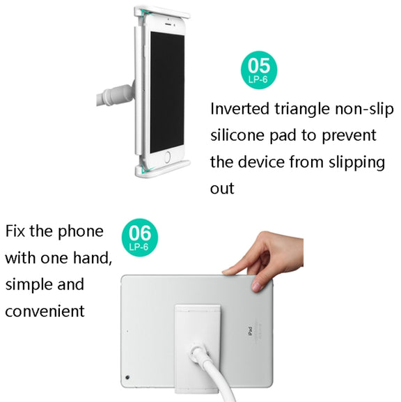 LP-6 Tablet Mobile Phone Lazy Bracket Detachable Bed Bracket, Style: Three-stage (Golden)