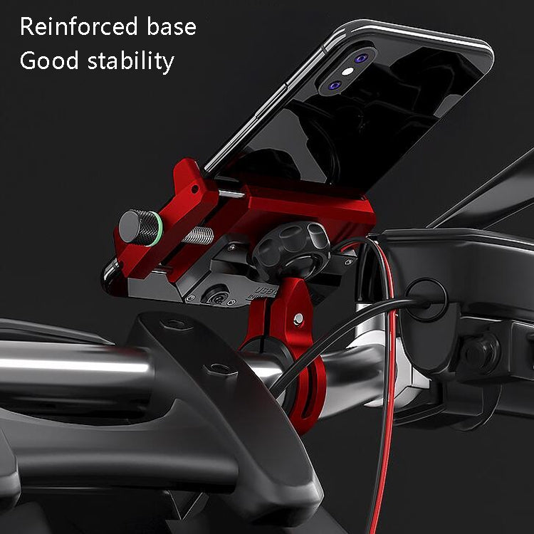 Kewig M6 Aluminum Alloy Motorcycle Mobile Phone Bracket Rechargeable With Switch Water-resistant Stable Navigation Bracket(Blue)