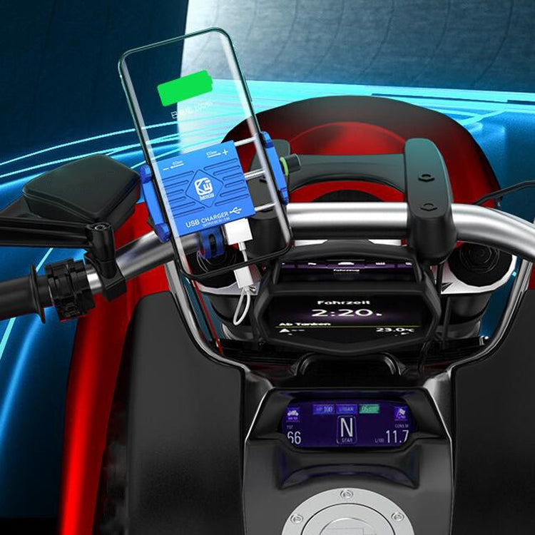 Kewig M6 Aluminum Alloy Motorcycle Mobile Phone Bracket Rechargeable With Switch Water-resistant Stable Navigation Bracket(Red)