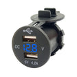 4.2A Dual USB With Voltage Display Mobile Phone Charger Socket Power Supply 12V Car Motorcycle(Blue Light) - DIY Modified Charger by PMC TechLife | Online Shopping South Africa | PMC TechLife