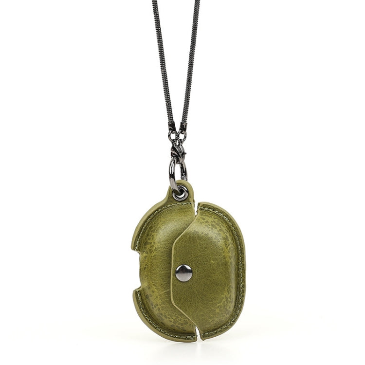 CONTACTS FAMILY CF1123B for Huawei FreeBuds Pro Leather Protective Case with Necklace Lanyard(Green)