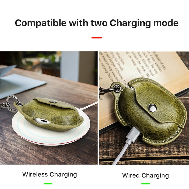 CONTACTS FAMILY CF1123B for Huawei FreeBuds Pro Leather Protective Case with Necklace Lanyard(Green)