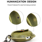 CONTACTS FAMILY CF1123B for Huawei FreeBuds Pro Leather Protective Case with Necklace Lanyard(Green)