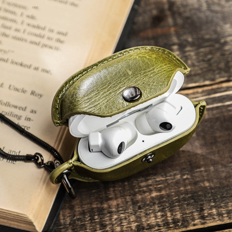 CONTACTS FAMILY CF1123B for Huawei FreeBuds Pro Leather Protective Case with Necklace Lanyard(Green)