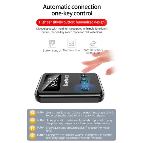 K6 Bluetooth 5.0 Receiver Transmitter 2 In 1 Adapter Computer Speaker Car FM (Black)