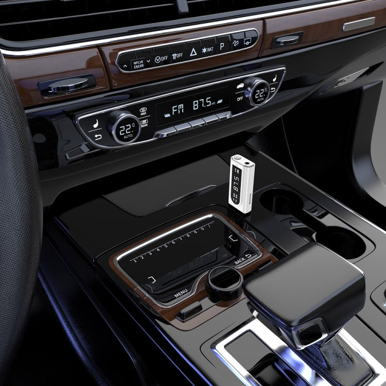 K9 USB Car Bluetooth 5.0 Adapter Receiver FM + AUX Audio Dual Output Stereo Transmitter (White)