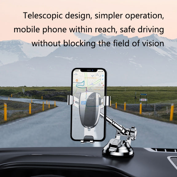 OATSBASF 03513 Phone Car Magnetic Telescopic Bracket Suction Cup Type Navigation Mobile Phone Bracket(Graphite Black)