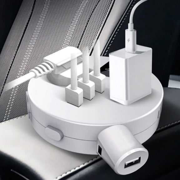 QC3.0 Car 12V 24V To 110V 220V Multi-function Inverter(White Round)