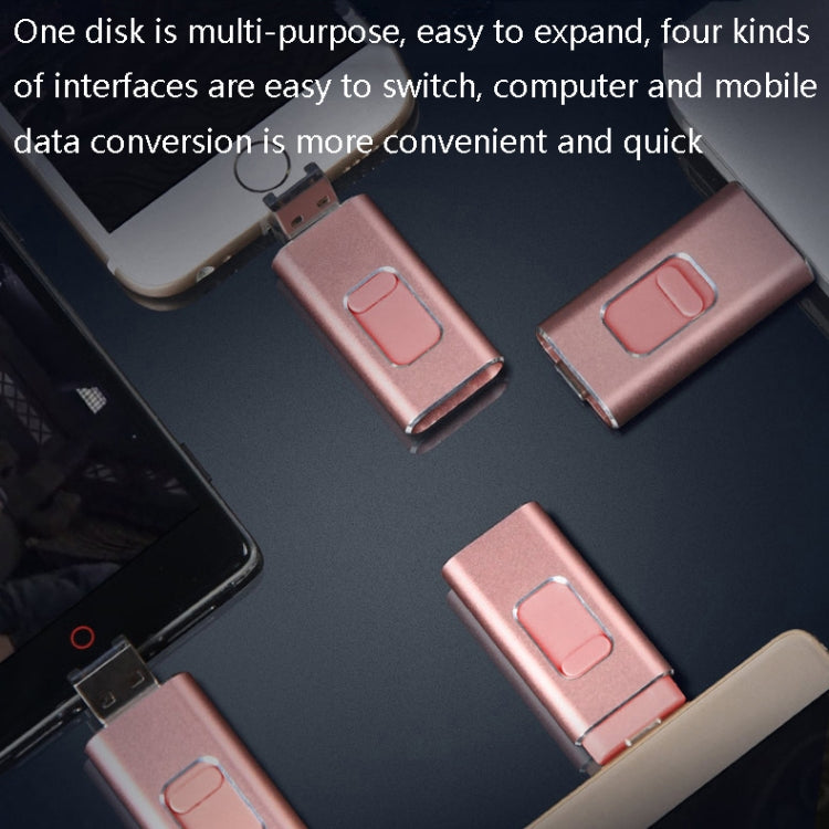 64GB SH02 USB 3.0 + 8 Pin + Mirco USB + Type-C 4 In 1 Mobile Computer U-Disk With OTG Function(Silver)