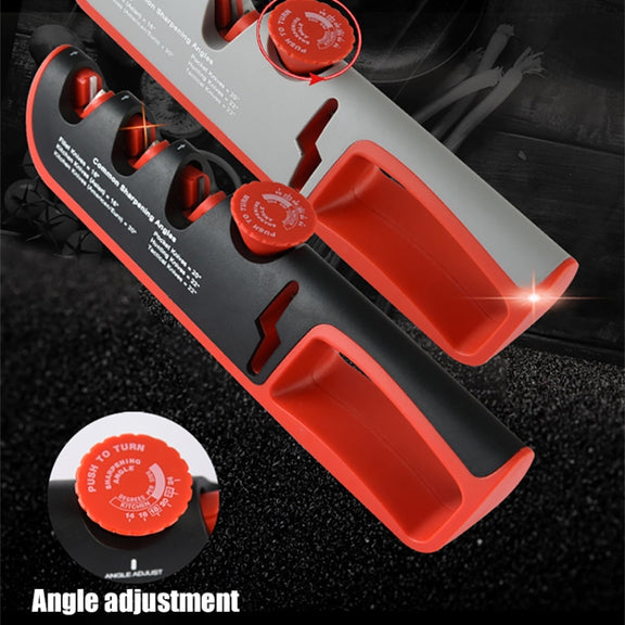 4- In-1 Adjustable Manual Knife Sharpener Multifunctional Knife Sharpener(Black Red)
