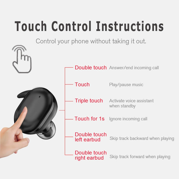 Y30 Wireless Bluetooth Headset 5.0 In-Ear Mini Earphone, Colour: Black