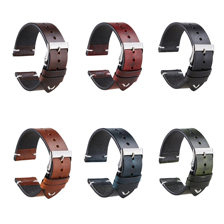 HB001 Color-Changing Retro Oil Wax Leather Universal Watch Band, Size: 18mm(Deep Brown)