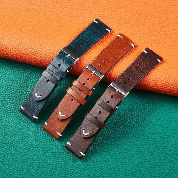 HB001 Color-Changing Retro Oil Wax Leather Universal Watch Band, Size: 18mm(Deep Brown)