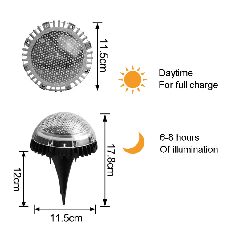 8 LEDs Solar Circular Underground Light Outdoor Water-resistant Lawn Stair Light, Light Color: White Light
