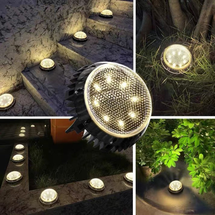 8 LEDs Solar Circular Underground Light Outdoor Water-resistant Lawn Stair Light, Light Color: White Light