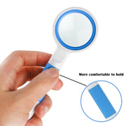 Hand-Held Reading Magnifier Glass Lens Anti-Skid Handle Old Man Reading Repair Identification Magnifying Glass, Specification: 75mm 4 Times (Blue White)