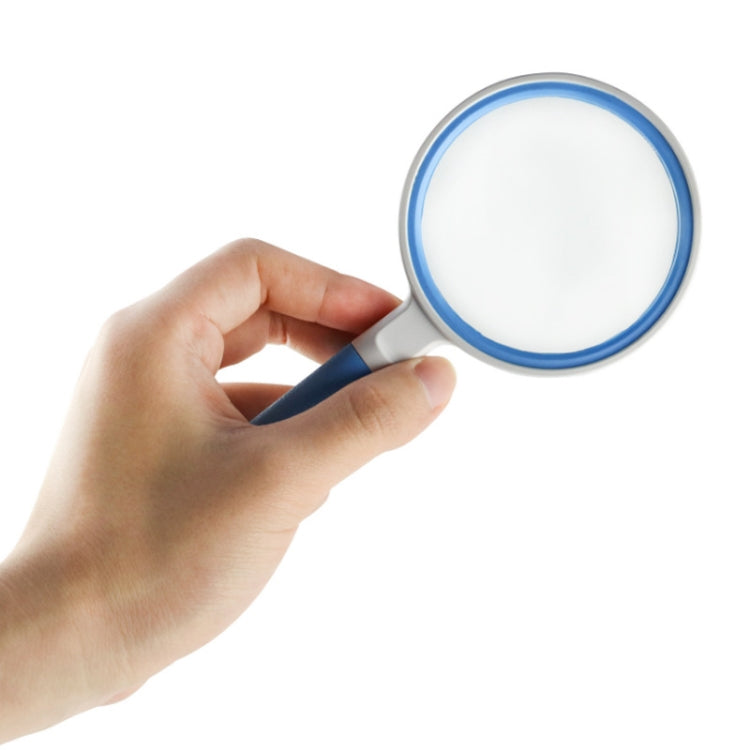 Hand-Held Reading Magnifier Glass Lens Anti-Skid Handle Old Man Reading Repair Identification Magnifying Glass, Specification: 75mm 4 Times (Blue White)