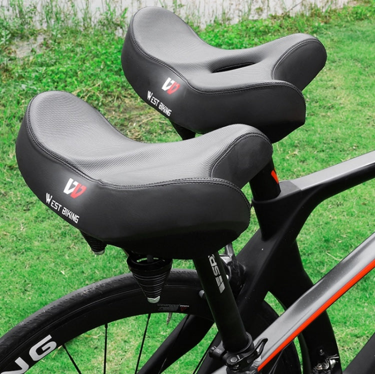 WEST BIKING Bicycle Riding Big Butt Comfortable Saddle(Black Hollow Windshield)