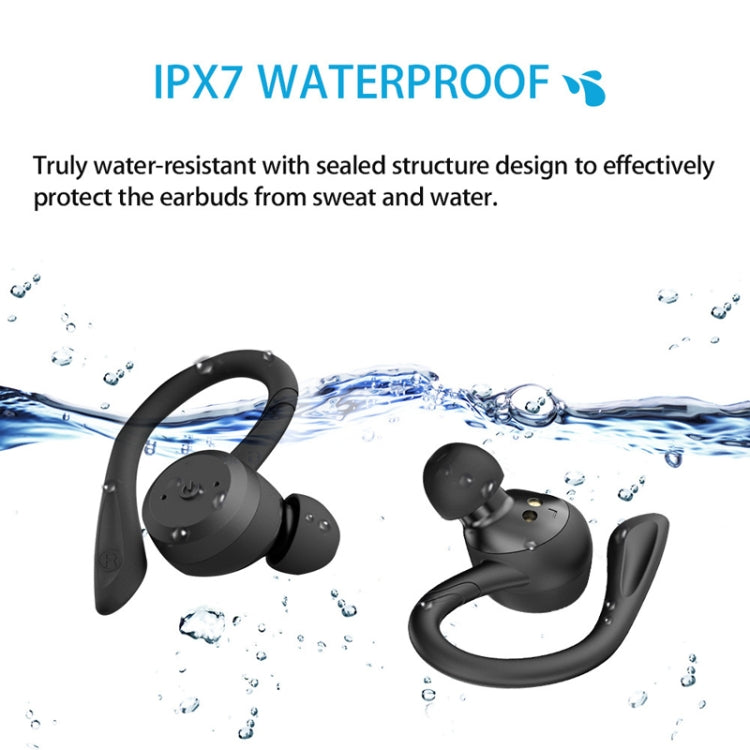 BE1032 Ear-mounted Water-resistant Sports TWS Wireless Bluetooth Earphone(Black)