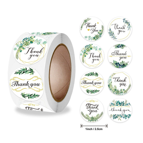 2 Rolls Thank You Floral Sticker Wedding Gift Decoration Label, Size: 2.5cm / 1inch(A-297)