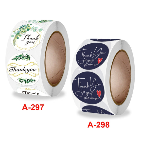 2 Rolls Thank You Floral Sticker Wedding Gift Decoration Label, Size: 2.5cm / 1inch(A-297)