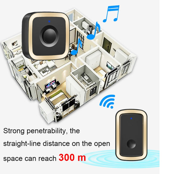 CACAZI A58 1 For 1 Smart Wireless Doorbell without Battery, Plug:UK Plug(Black Silver)