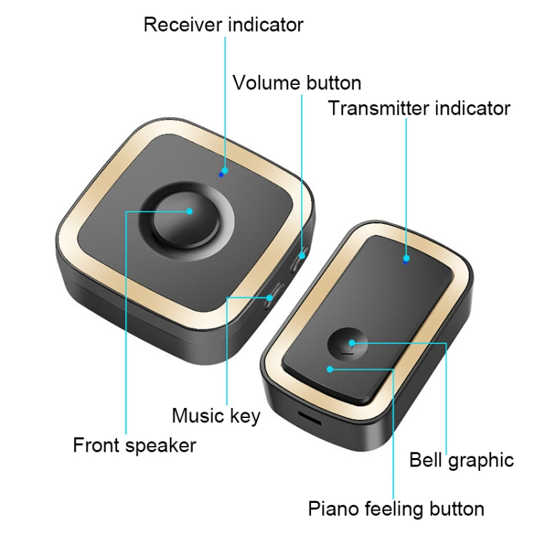 CACAZI A58 1 For 1 Smart Wireless Doorbell without Battery, Plug:UK Plug(Black Silver)