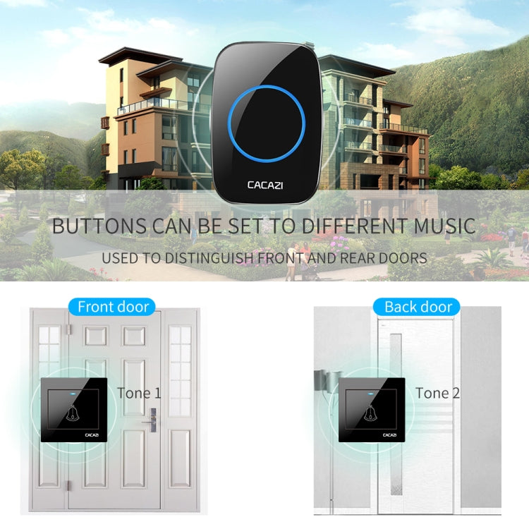 CACAZI H10 1 For 1 Wireless Smart Doorbell without Battery, Plug:US Plug(White)
