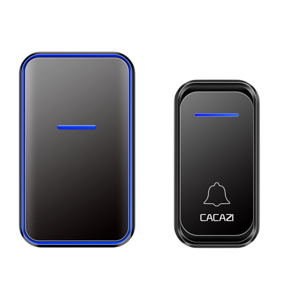 CACAZI Home Smart Digital Wireless Doorbell Remote Electronic Doorbell Elderly Pager, Style: UK Plug(Black)