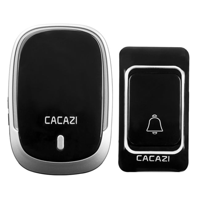 CACAZI Smart Water-resistant Music Wireless Doorbell Multifunctional Pager, Style: US Plug(Black)