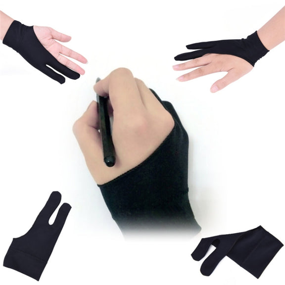 2 Finger Anti-fouling Drawing Glove for Graphics Drawing Tablet, Both for Right and Left Hand(For  men)