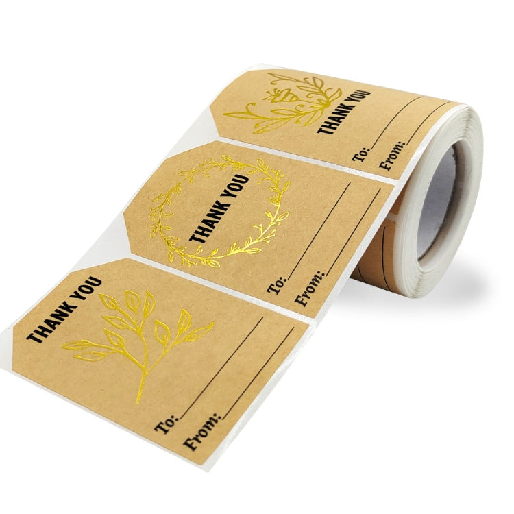 Kraft Paper Thank You Hot Stamping Sticker Gift Wrapping Decoration Label, Size: 50x75mm(K-74)
