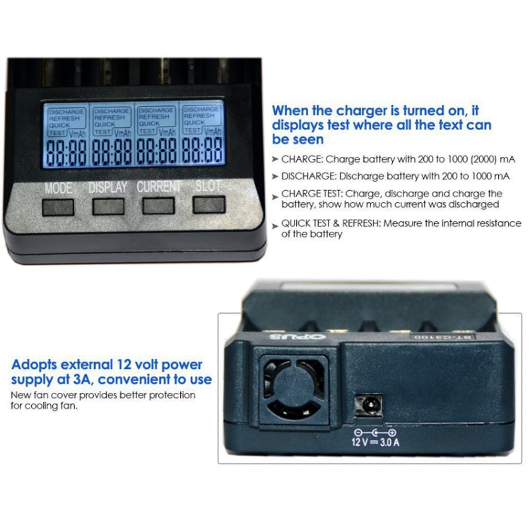 OPUS BT-C3100 Smart Smart Digital Intelligent 4-Slot Battery Charger(EU Plug)