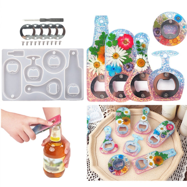 DIY Crystal Resin Drip Beer Wrench Mold Opener Silicone Mold, Specification: Set