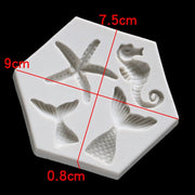 Ocean Series Big And Small Fishtail Starfish Seahorse DIY Baking Liquid Silicone Mold(Gray)