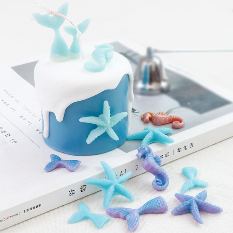 Ocean Series Big And Small Fishtail Starfish Seahorse DIY Baking Liquid Silicone Mold(Gray)