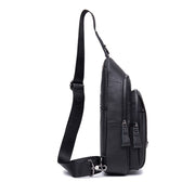 BULL CAPTAIN 110 Men Leather Shoulder Bag Cowhide Leather Multi-Function Chest Bag(Black)