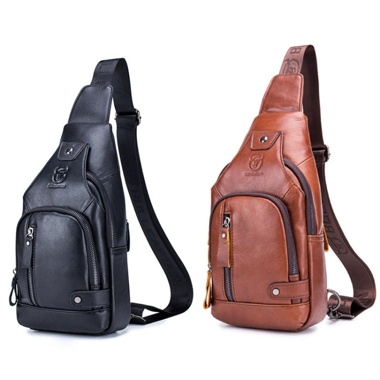 BULL CAPTAIN 129 First-Layer Cowhide Men Soft Chest Bag Outdoor Casual Messenger Bag(Black)